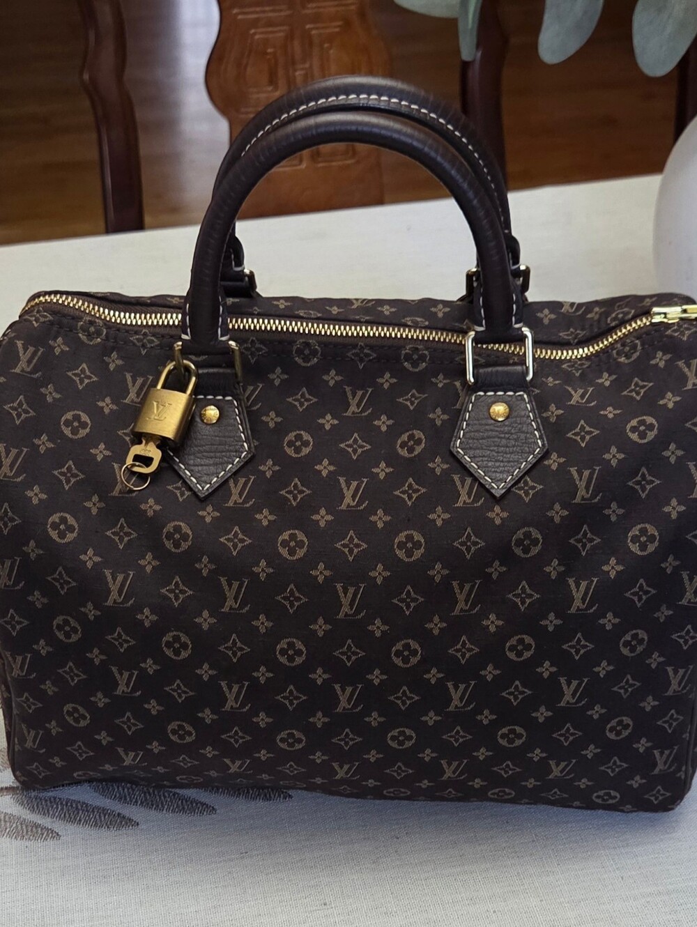 Louis Vuitton Brown Monogram Canvas Duffel Bag with Gold Hardware